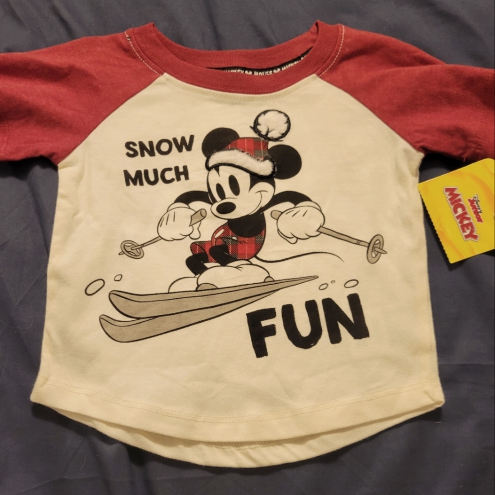 Disney junior Mickey chirstmas infant 12m short sleeve shirt NWT